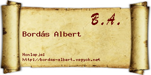 Bordás Albert névjegykártya